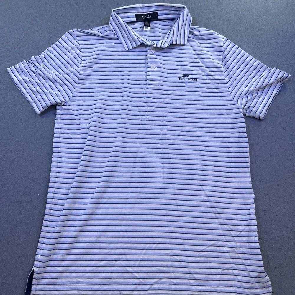 Ralph‎ Lauren RLX Shirt Boys XL (18-20) Golf Performance Polo Blue WHITE Striped